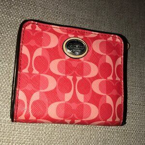 Coach Red Peyton Dream C Small Wallet Coated Canvas